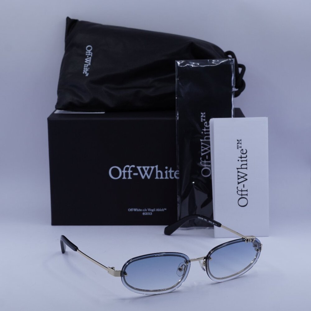 Off-White OERI13M MIAMI 7642 Oval Sunglasses – Gold/Blue